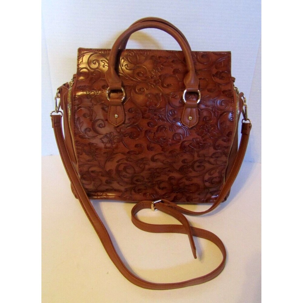 Brenice Dreamer Satchel Embossed Flower Shoulderbag Crossbody Faux Leather Boho - Picture 2 of 9